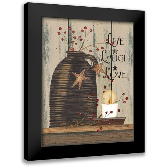 Spivey, Linda 12x14 Black Modern Framed Museum Art Print Titled - Live Laugh Love