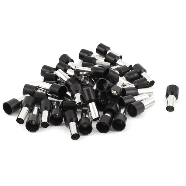 50 Pcs Terminales de Cuerda de Crimpado de 16mm2 Conectores de Ferrule Aislados de Botón Negro