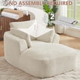 thumbnail image 5 of EHANCIS Oversized Corduroy Chaise Lounge Chair,Comfortable Boneless Sleeper Sofa,Couch with 2 Pillows for Living Room,Apartment & Reading Nook,White, 5 of 8