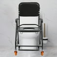 thumbnail image 2 of 4-In-1 Toilet Rolling Transport Chair, Foldable Shower Chair with Wheels 220.46lbs Capacity 22.83*24.41*40.16in Used in Homes, Hospitals, Sanatoriums, 2 of 15