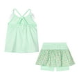 thumbnail image 3 of LittleSpring Little Girls Summer 2 Piece Outfits Kids Backless Tank Top and Shorts Sets Beach Clothes Green Size 6, 3 of 6