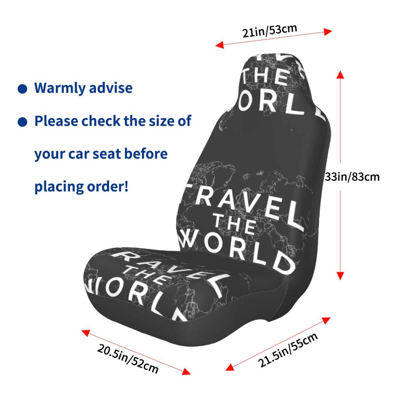 Naloa Travel The World1 Car Seat Covers Universal Front Seat Coves for Car Accessories ,Padded Car Covers for Automotive, SUV, Truck, and Van
