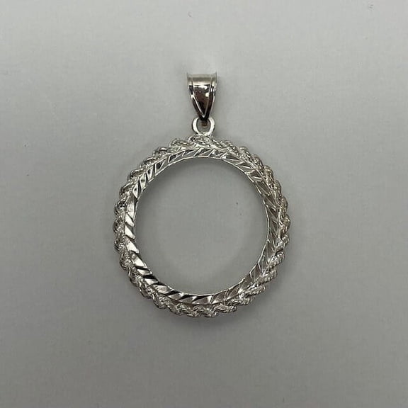 Sterling Silver 925 Coin Holder pendant with diamond cut borders