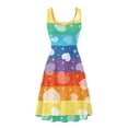 thumbnail image 4 of Renewold Valentine's Day Women Tank Dresses with Pockets Rainbow Stripes Hearts Beach Party Mini Sundress Size 2XL Summer Stretchy Tank Sundress with 2 Side Pockets, 4 of 6