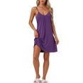 thumbnail image 2 of INSPIRE CHIC Women's Sleeveless Sleepwear Camisole Nightwear V Neck Nightshirt Pajama Dress Chemise Nightdress XL Purple, 2 of 6
