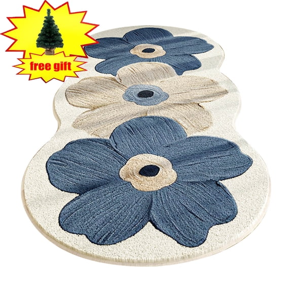 Clearance! Upgraded Cute Rugs for Bedroom, Floral Area Rug, Non-Slip Absorbent Bathroom Mat Super Cute Machine Washable Bathroom Mat Floral Soft Fluffy Bath Mat 47"x15" A