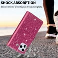 thumbnail image 5 of TECH CIRCLE Cute Shiny Flip Wallet Case with Wrist Strap for iPhone 16 Pro (2024 Release) 6.3", Built-in Stand, 9 Card Slots, Zipper Pocket, PU Leather Protective Lightweight Cover, Rose, 5 of 8
