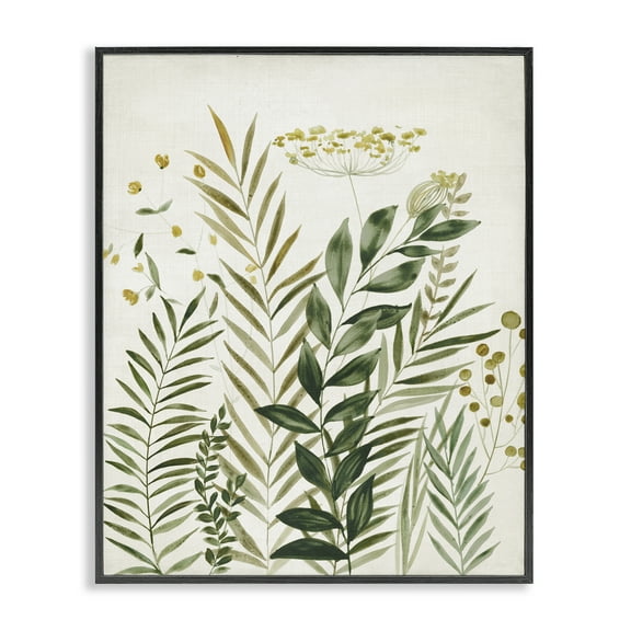 Stupell Industries Palm Leaves & Herbs Plants & Flowers Painting Black Framed Art Print Wall Art, 11 x 14