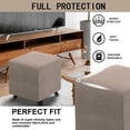 thumbnail image 3 of Ottoman Cover Square Folding Storage Ottoman Slipcovers Jacquard Stretch Cube Footrest Foot Stool Covers Protector with Elastic Band (Medium,Sand), 3 of 7