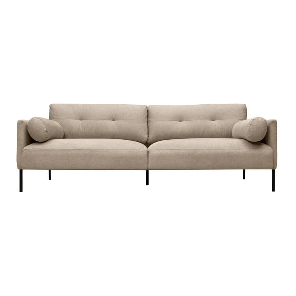 Michalina 84" Beige Fabric Sofa with Black Metal Legs