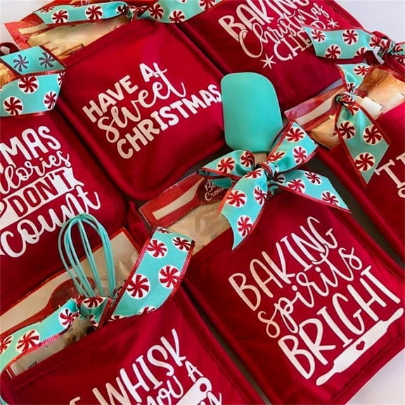 BOPORO party favor bags Christmas Pot Holder Baking Kit Christmas Oven Mitts Ornament Printed Kitchen Cooking Baking Gift For Teacher Neighbor Coworker Family small gift bags A