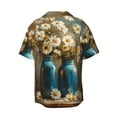 thumbnail image 5 of Uemuo Rustic Daisy Mason Jars Pattern Cotton Linen Short Sleeve Shirts,Casual Lightweight Button Down Shirts,Vacation Beach Summer Tops-Medium, 5 of 7