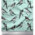 thumbnail image 2 of Soimoi Green Cotton Poplin Fabric Artistic Bird Print Sewing Fabric Yard 42 Inch Wide, 2 of 3
