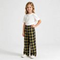thumbnail image 3 of Girls Plaid Pants with Pockets Casual Fall Fashion Baggy Elastic Waist Drawstring Kids Wide Leg Pants Yellow 12, 3 of 5