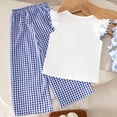 thumbnail image 4 of Wxirdiow Kids Girls Outfits Girls’ Clothing Sets Fly Sleeve Top Wide Leg Pants 2026 Summer Outfits Cute Kids Clothes Blue Size,2-3 Years, 4 of 9