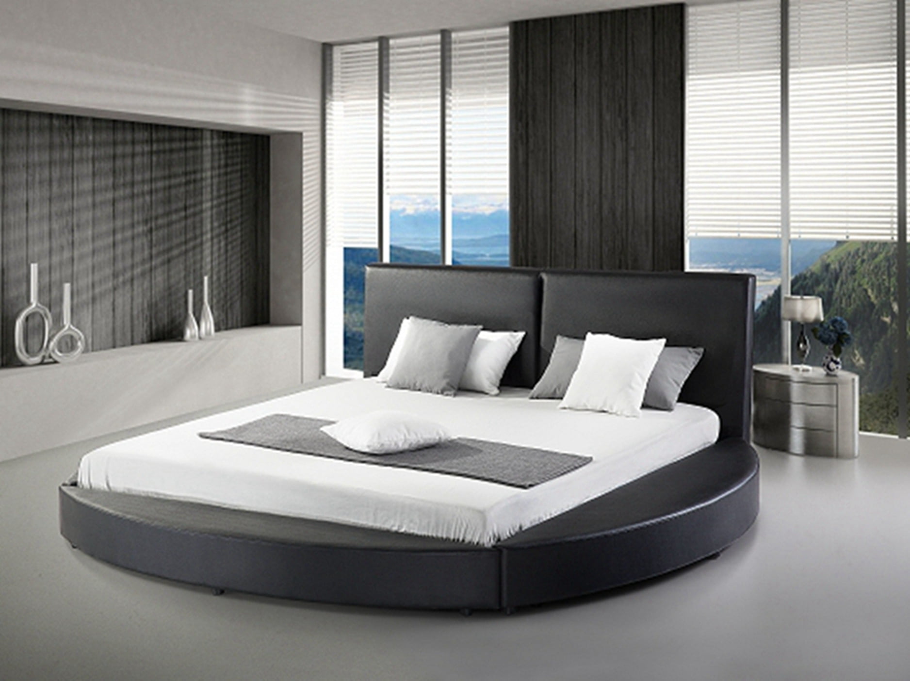 Greatime Modern Vinyl Platform Bed, Eastern King, Black - Walmart.com