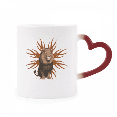 

Feline Lions Fierce Flames Heat Sensitive Mug Red Color Changing Stoneware Cup
