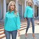 thumbnail image 5 of Camisas de Vestir de Larga con Botones para Mujer, Blusas de Oficina con Cuello Antiarrugas. Azul XL, 5 of 8