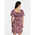 thumbnail image 4 of Time and Tru Women's Mini Dress with Puff Sleeves, Sizes XS-XXXL, 4 of 6
