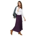 thumbnail image 4 of Women's Floral Embroidered Maxi Skirt - Over-Dyed Long Peasant Skirt, Ankle Length - Eggplant - Large, 4 of 8