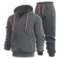 thumbnail image 3 of Chiccall Mens Casual Fleece Tracksuit Set with 4 Zipper Pockets 2 Pieces Sweatsuits Hooded Full Zip Hoodie & Jogging Pant, 3 of 5