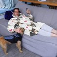 thumbnail image 3 of Wearable Oversized Blanket,Dog Pattern with Hearts Wearable Blanket Hoodie for Adults,Cozy Hooded Blankets with Super Pockets,Super Warm Fuzzy Pullover for Women & Men, 3 of 6