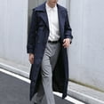 thumbnail image 6 of QHFBli Vintage Mens Trench Coat Classic Long Double Trench Coat with Shoulder and Waist Navy 7XL, 6 of 7