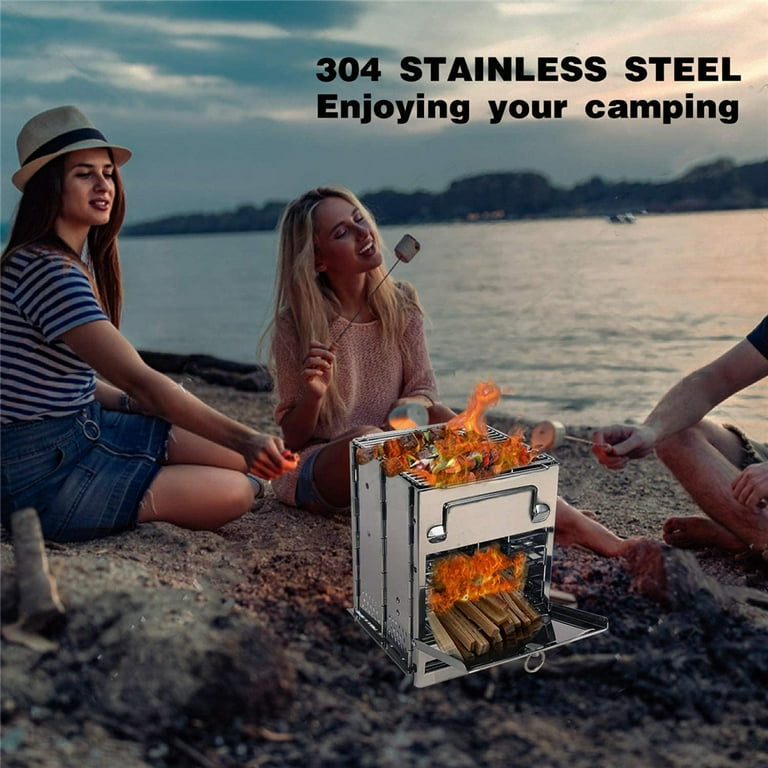 Portable Wood Burning Camp Stove, Stainless Steel Folding Camp Stove –  Krevis