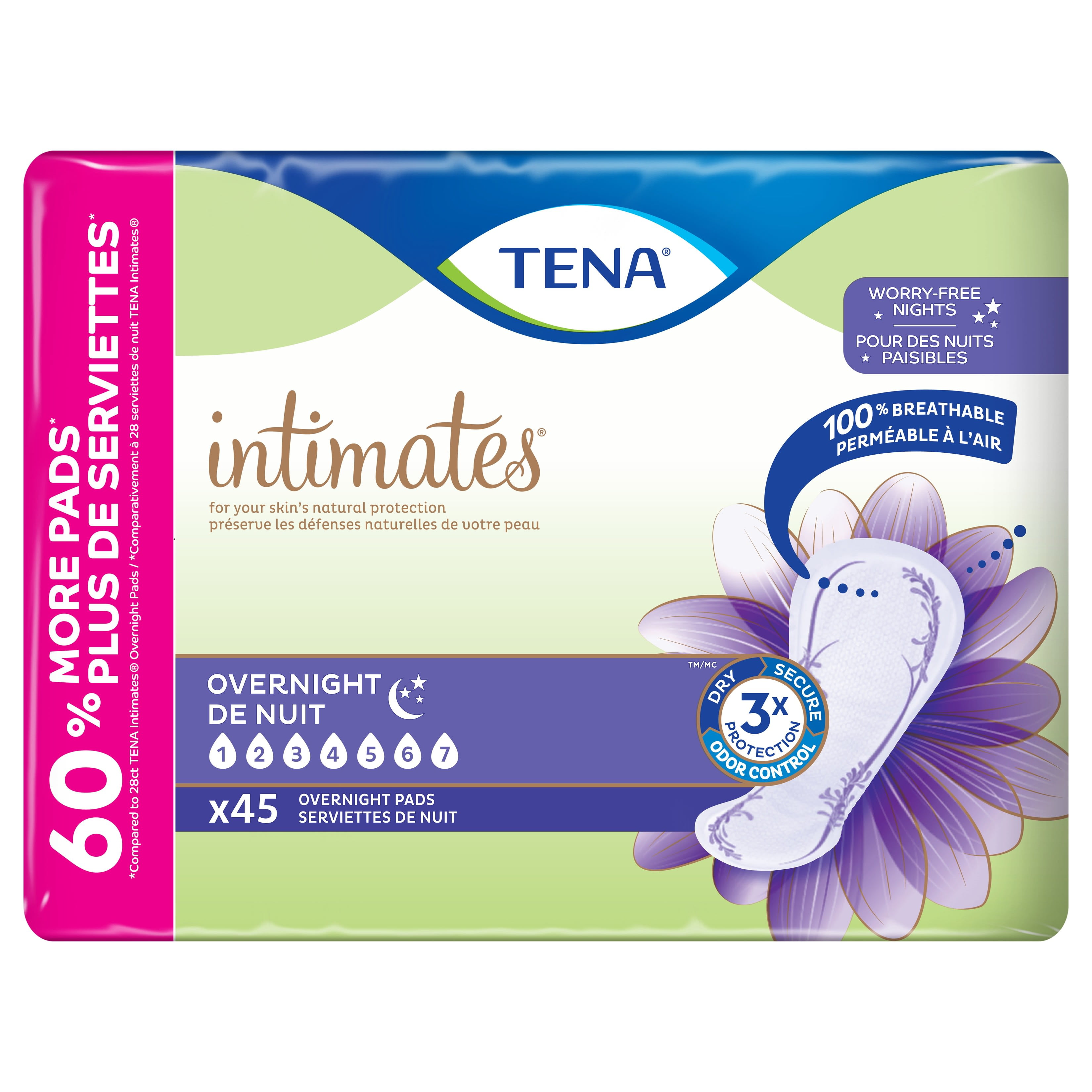 Tena Intimates Overnight Pad, 45 Count
