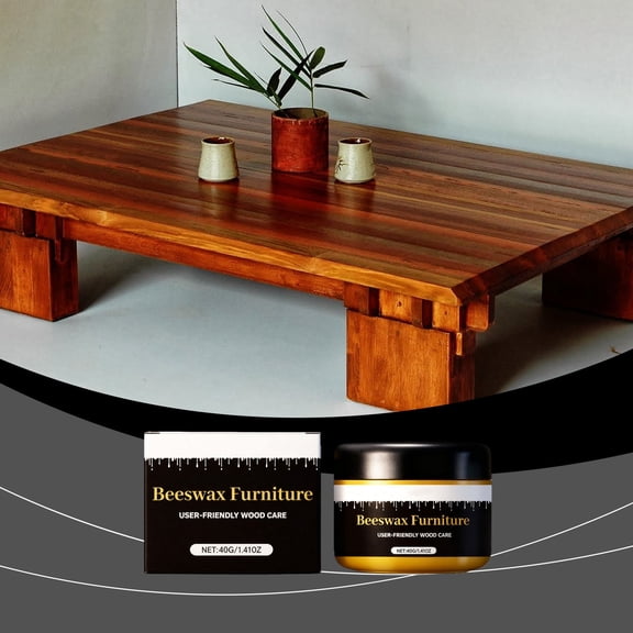 Wood Furniture Beeswax, 40g Natural Polish, Restoration Paste, Cleaning and Reviving, for Antique, Table, Cabinet, Food Safe, Carnauba Wax