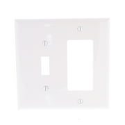 Cooper Wiring Devices PJ126W 2-Gang Combination Toggle Switch & Decorator GFCI Rocker Wall Plate, Unbreakable Thermoplastic, Mid-Size Cover, White