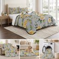 thumbnail image 6 of Full Quilt Set 78''x90'', Yellow Rose Lightweight Summer Bedspread Coverlet Set with 2 Pillow Shams, Vintage Country Botanical Floral Vines Breathable All Season Quilt Bedding for Bedroom/Guest Room, 6 of 9