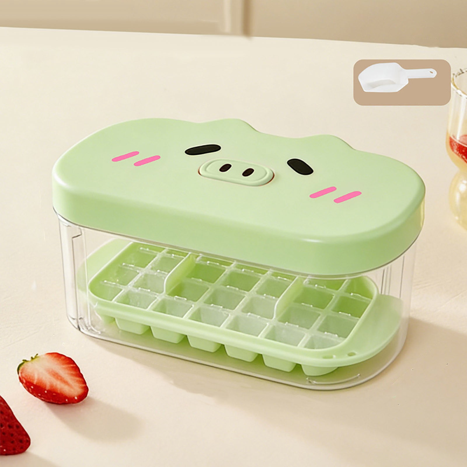 Werulen Press Type Ice Mold One Button Release Easy Demold,Home Kitchen Beverage Cooling Ice Making Tool,Ice Maker,Freezer Mold,Chilling Accessory
