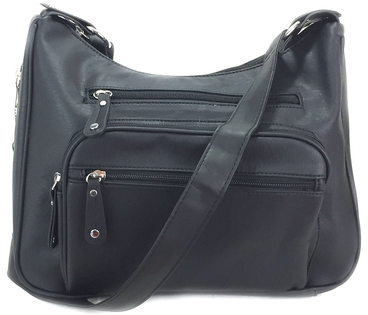 Fashion Hobo Bag Locking Cross Body Bag with Credit Card Slots Black ...