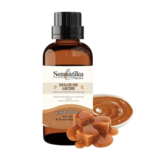 Dulce de Leche Natural & Artificial Flavor Gel Sensatika 4 fl oz - Natural and Artificial Food Flavor (gel) for coffee syrups, baking, ice cream and desserts