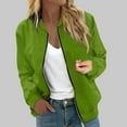 thumbnail image 2 of shqvo Women's Casual Bomber Jacket Long Sleeve Zip Up Outerwear Loose Fit Stylish Plain Coat For Spring Autumn Daily Wear, 2 of 5