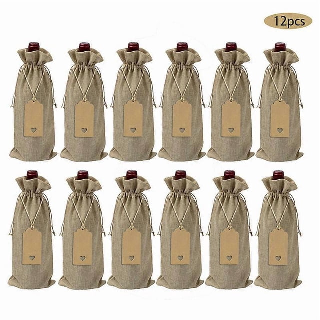 1 Set/12pcs Wine Bags Universal Protective Imitation Linen Widely Applied Bottle Wraps For Partylinen