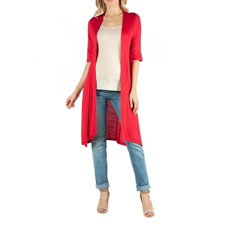 24seven Comfort Apparel Half Sleeve Open Front Maternity Cardigan with Side Slit,M013371Made In The USA Made In The USA