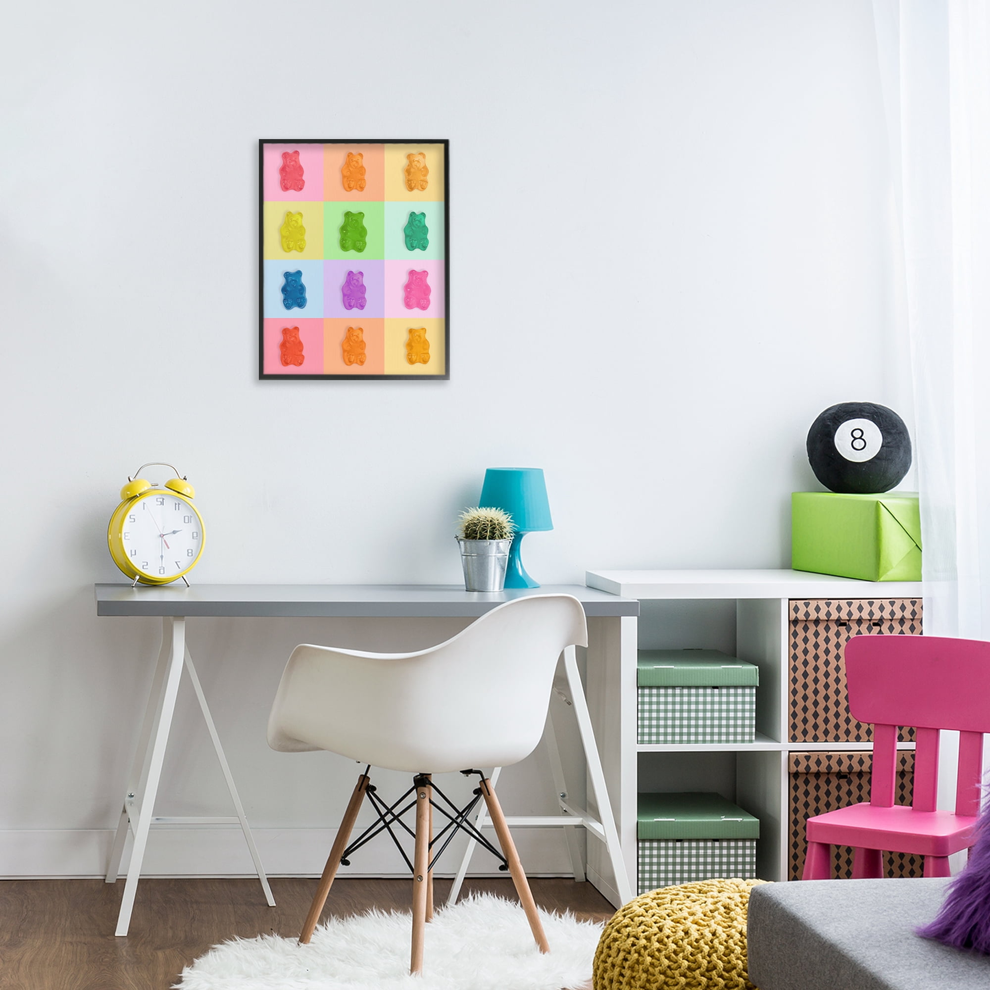 Stupell Industries Rainbow Gummy Bear Candy Grid Black Framed Giclee Art, design by LISH Creative