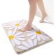 thumbnail image 1 of Alfombrilla de baño con diseño de flores blancas y beige, color caqui, 50 x 80 cm, antideslizante, de microfibra suave, lavable a máquina, duradera, súper absorbente para sala de estar, 1 of 5