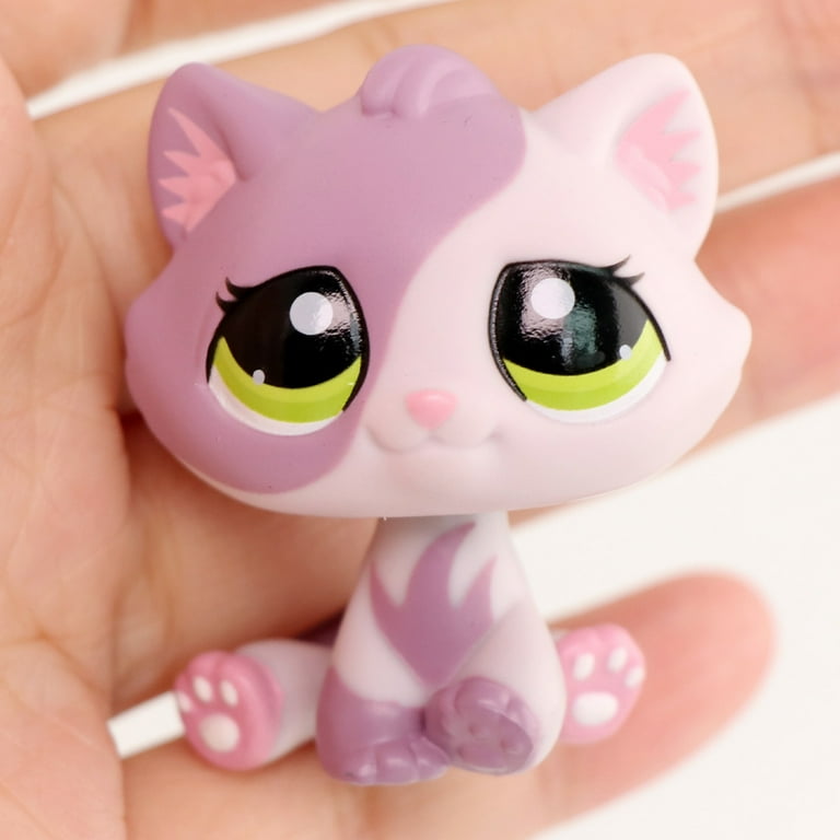 Mini lps shop Purple Tabby Bon Bon Cat #1660 Sitting Kitty Green