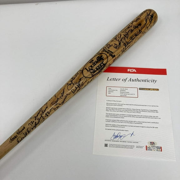 Hall Of Fame  Legends Multi Signed Baseball Bat 73 Sigs PSA DNA COA