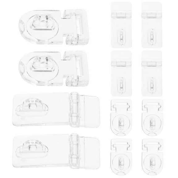 FENGGUIQU 12-Pack Clear Plastic Locking Clasp Hinges for Small Cabinets, Jewelry Boxes, and Decorative Storage