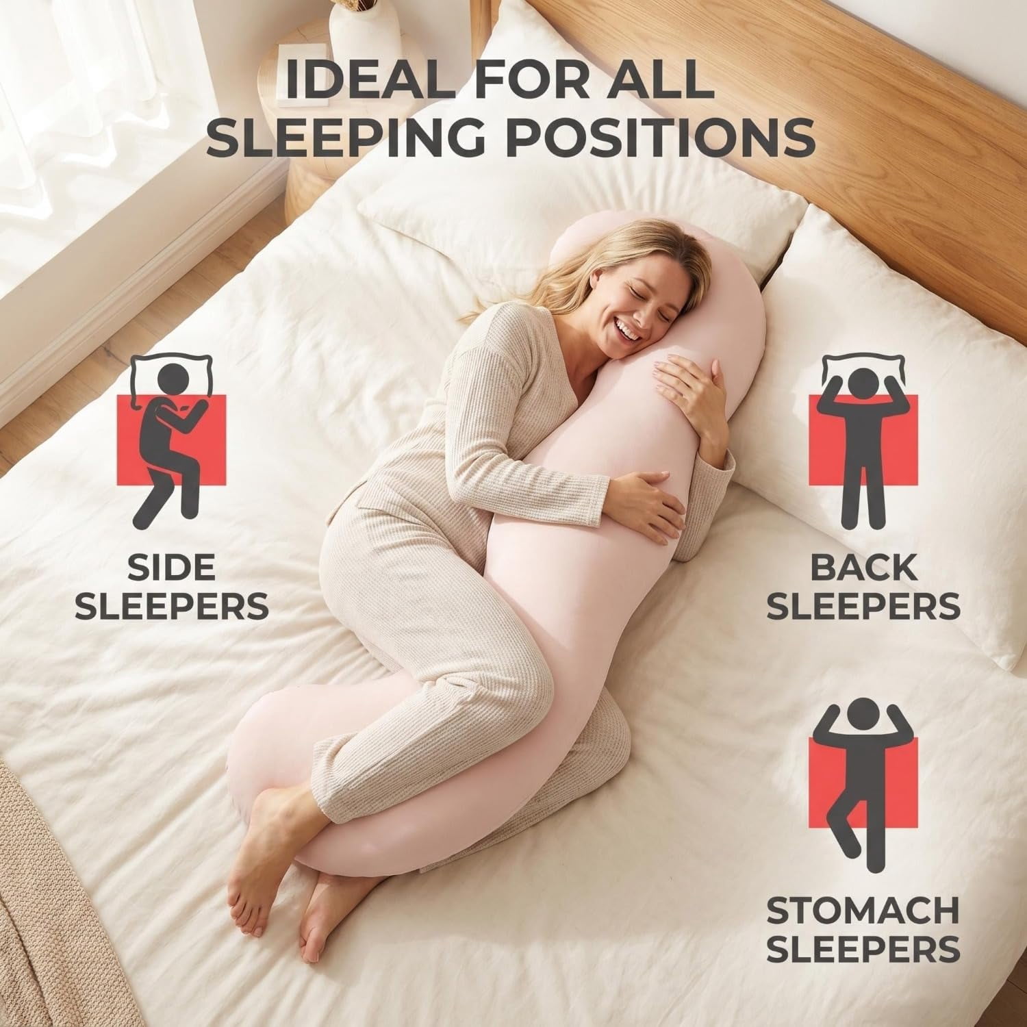 Pea Pod Body Pillow for Adults, Cooling Body Pillo, Full Body Support Pillow for Side Sleepers, Soft and Supportive Pillows forSleeping & Lumbar Support