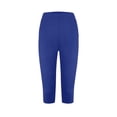thumbnail image 2 of Womens Capri Leggings Workout Capri Pants Petite Summer Stretch Tummy Control Leggings Pull On Plus Size Athletic Gym Yoga Pants Trendy Royal Blue L, 2 of 7