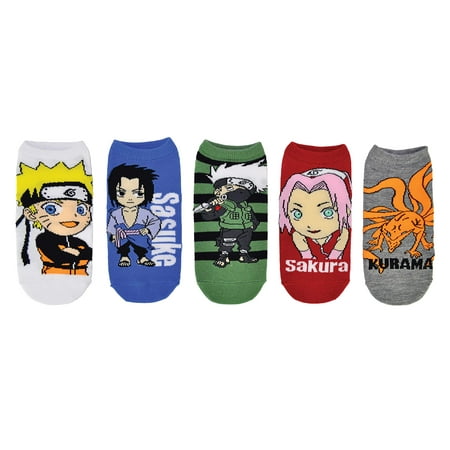

Everything Legwear Naruto Shippuden Kids Lowcut Socks (5 Pair Pack) - Fits Kids Shoe Size 9-3