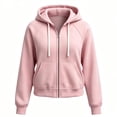 thumbnail image 4 of Horkkom Hoodies for Women Long Sleeve Solid Color Zip Up Hoodie Casual Loose Drawstring Hooded Sweatshirt with Pockets L, 4 of 6