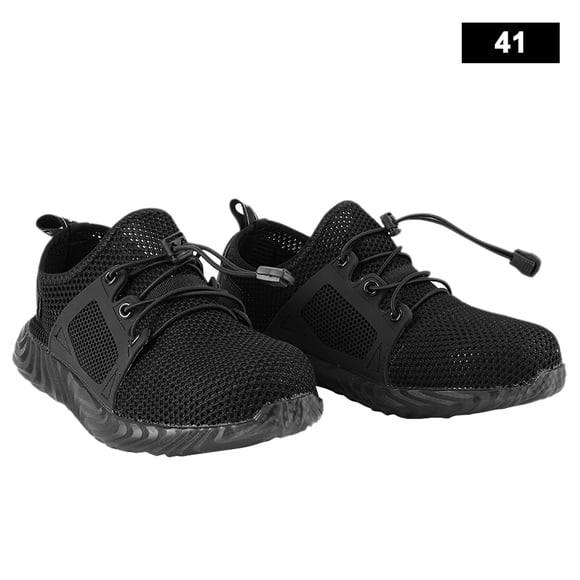 Zapatos de trabajo de seguridad transpirables y protectores, color negro, antiaplastamiento y antipinchazos (41)