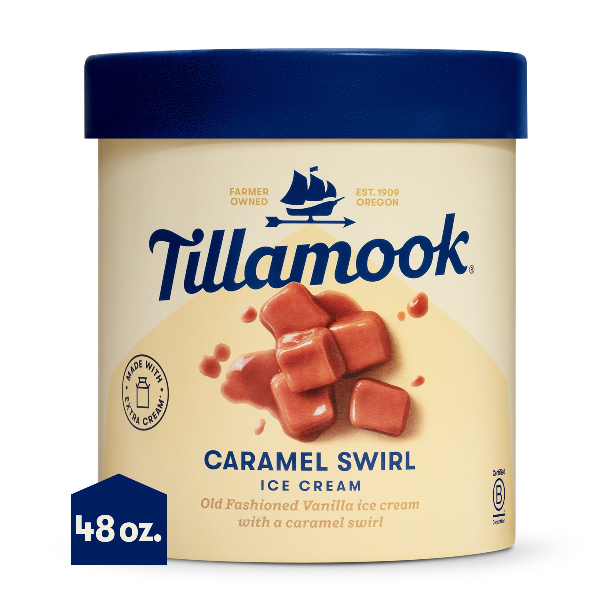 Tillamook Original Premium Caramel Swirl Ice Cream, 48 fl oz