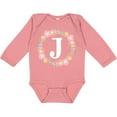 thumbnail image 3 of Inktastic Monogram Letter J Floral Rose Wreath Girls Long Sleeve Baby Bodysuit, 3 of 5